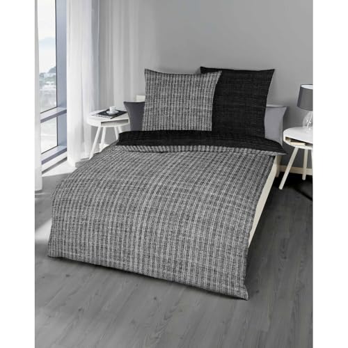 Kaeppel Bettwäsche Eternity Combo schwarz - Mako Satin (100% Baumwolle) - 1 x 80x80 cm + 1 x 135x220 cm