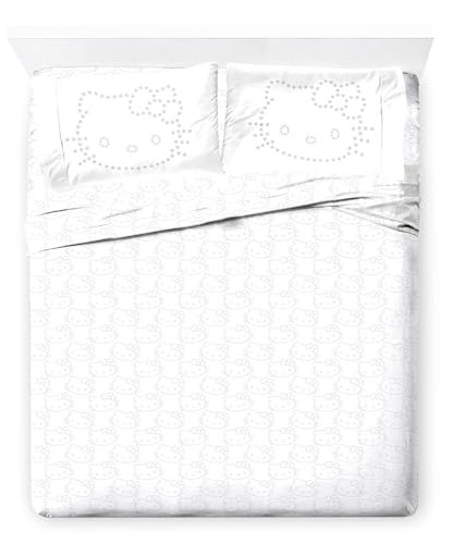 Jay Franco Hello Kitty Bettwäsche-Set in voller Größe, superweich, 4-teilig, Mikrofaser, inkl. wendbaren Kissenbezügen