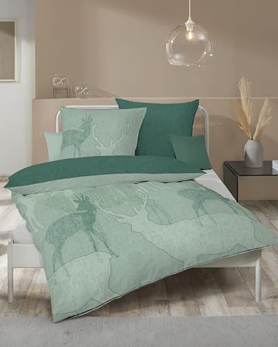 Kaeppel Bettwäsche mit zeitlos modischen Motiven, Qualitätsware zum günstigen Preis aus Deutschland, 100% Baumwolle, Verschiedene Modelle und Qualitäten (Hirsch, Flanell-Veredelung)