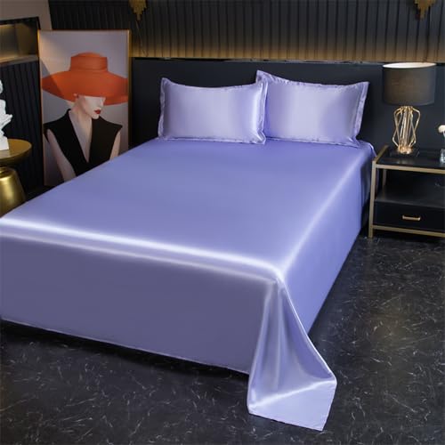 JIANINGHOME Satin Bettwäsche,180x230cm,Hel lviolett,Satin-Bettwäsch e, luxuriös, weich, seidig, ähnlich wie Seide