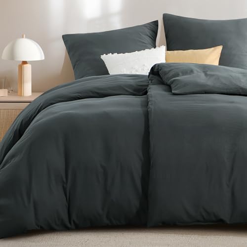 RUIKASI Bettwäsche 135x200 4teilig Grau - Weich Premium Baumwollähnlich Vorgewaschene ÖKO-TEX Bettbezüge 135 x 200 2er Set, Hochwertig Bettwäsche-Set Anthrazit mit 2 Kissenbezüge
