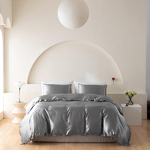 Wotcsil Satin Bettwäsche 135x200 Silber-Grau Damast Seidenbettwäsche Bettwäsche 135x200 Satin Seiden Bettbezug Set Seidige Uni Einfarbig Polyester Seide Bettbezug Mit Kissenbezug Wotcsil Satin Bettwäsche 135x200 Silber-Grau Damast Seidenbettwäsche Bettwäsche 135x200 Satin Seiden Bettbezug Set Seidige Uni Einfarbig Polyester Seide Bettbezug Mit Kissenbezug