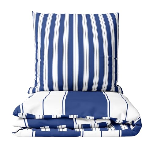 Leonado Vicenti Bettwäsche Set blau 155x220 cm Bezug 80x80 cm Kissenbezug gestreift Baumwolle mit verdecktem Reißverschluss Wendebettwäsche Leonado Vicenti Bettwäsche Set blau 155x220 cm Bezug 80x80 cm Kissenbezug gestreift Baumwolle mit verdecktem Reißverschluss Wendebettwäsche