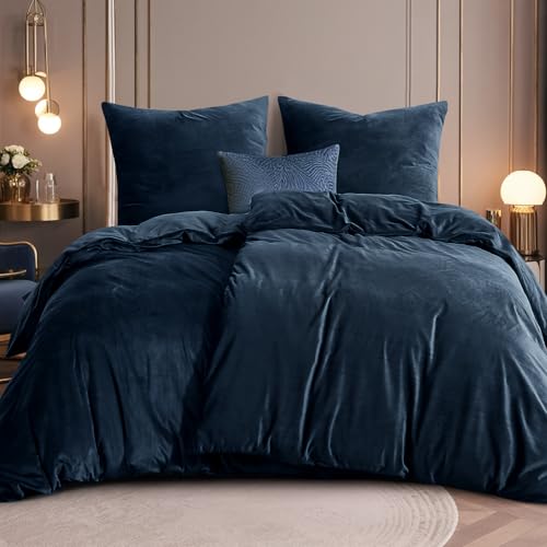 RUIKASI Flanell Bettwäsche 135 x 200 4teilig Blau - Warm Winter Bettwäsche Kuschel Plüsch Fleece Bettbezug Sets mit 2 Kissenbezüge 80x80cm