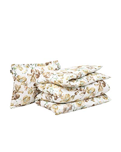 GANT Blooming Bettwäsche-Set Dry Sand Größe 240x220+2x80x80 + 2X Größe 80x80cm Blumen Flowers