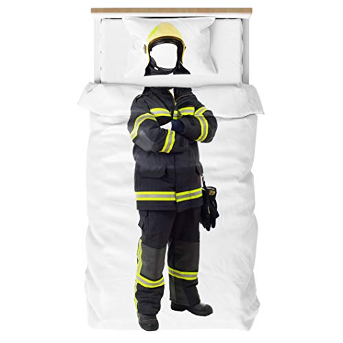 Loussiesd Kinder Bettwäsche Set Kinderbettwäsche Cartoon Microfaser Bettbezug Set für Jungen Mädchen Feuerwehrmann Betten Set inkl.1 Bettbezug 135x200 cm und 1 Kissenbezüge 80x80 cm