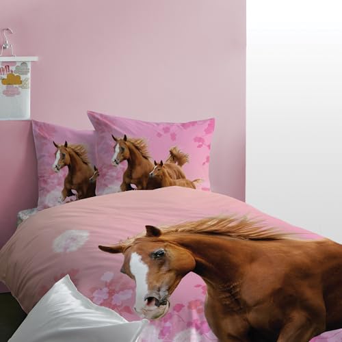 Matt&Rose Mädchen Bettwäsche 80x80 cm 100% Baumwolle rosa Blumen