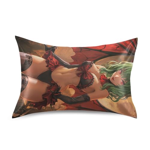 Liebey Anime Girl Little Devil Satin Kissenbezug Standardgröße ägyptische Baumwolle Kissenbezüge fundas para almuadas 50,8 x 76,2 cm