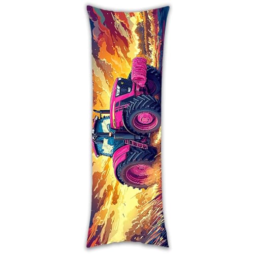 Körperkissen 50 x 135 cm, Dekorativer Kissenbezug mit Reißverschluss, für Bettwäsche, Sofa, Hotel, Langer Kissenbezüge für Erwachsene, Schwangere und Mädchen Seitenschläferkissen Bezug, Traktor Z-841