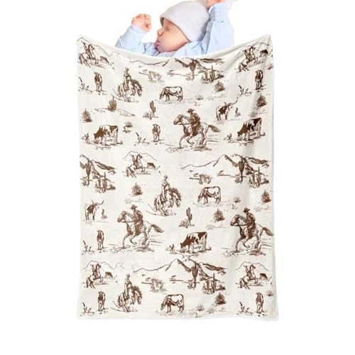 Uhngw Kuh Design Babydecke - Western-Stil Wurfdecke - Gemütliche Vintage Bettwäsche Kuscheldecke Für Wohnzimmer Terrasse Auto Picknick Camping Landhaus