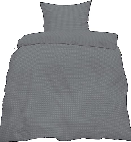 KH-Haushaltshandel Baumwoll Seersucker Bettwäsche, 135 x 200 + 80x80cm, grau, Uni/einfarbig, bügelfrei, 100% Baumwolle (40687) KH-Haushaltshandel Baumwoll Seersucker Bettwäsche, 135 x 200 + 80x80cm, grau, Uni/einfarbig, bügelfrei, 100% Baumwolle (40687)