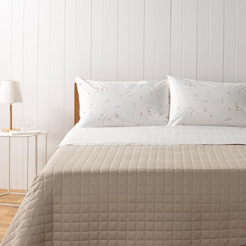Zucchi Bettwäsche-Set für Doppelbett, Kollektion Ginny, Perkal, Weiß mit roten Blumen