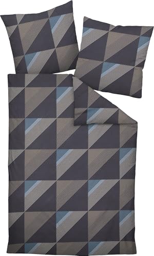 Janine Mako-Satin-Bettwäsche J.D. 135x200 cm + 80x80 cm nachtschattenblau