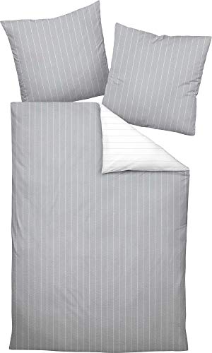 Janine 20020 Tango Mako Soft Seersucker Wendebettwäsche 155 x 200 + 80 x 80 cm Silber