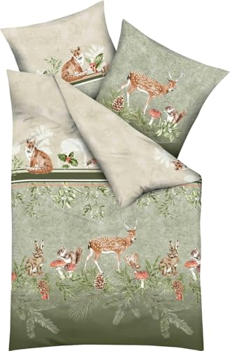 Kaeppel Bettwäsche Under The Mistletoe Feinbiber Oliv Größe 1x 135x200 cm + 1x 80x80 cm