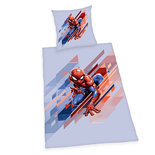 Herding Disney´s Spiderman Bettwäsche-Set, Blau/Rot, Kopfkissenbezug 80 x 80 cm, Bettbezug 135 x 200 cm