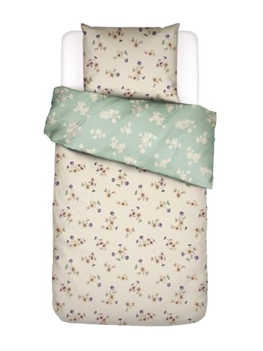 ESSENZA Bettwäsche Fiora Vanille, 135x200 + 1x 80x80 cm - 100% Baumwollsatin 220TC - Blumen