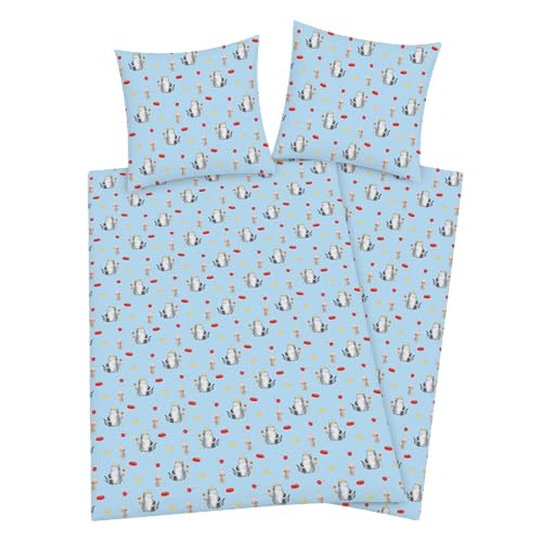 Mr. & Mrs. Panda Bettwäsche Katze König - Geschenk, Kissenhülle, Bettdeckenbezug, Königlich, Cat, Baumwolle, Wohnung, Königin, Baumwoll-Satin, Satin