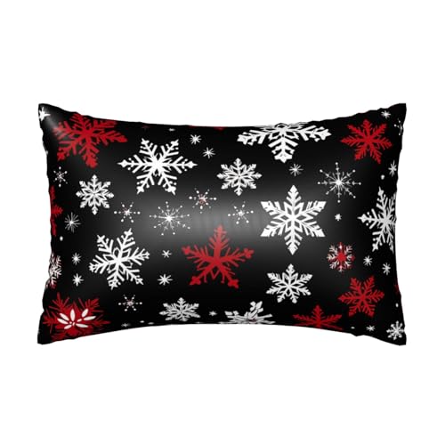 Satin-Kissenbezug, Schneeflocke, Weihnachten, seidige Kissenbezüge für Haar und Haut, mit Reißverschluss, Galaxie, kühlender Kissenbezug für Bettwäsche, Wohnzimmer, Sofa, 50 x 75 cm