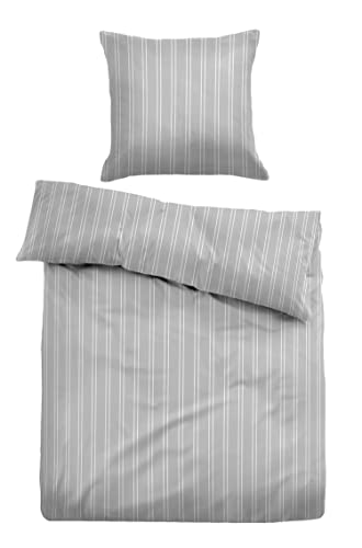 TOM TAILOR 0067694 Bettwäsche Garnitur mit Kopfkissenbezug Satin - Charles 1x 135x200 cm + 1x 80x80 cm, Light Grey