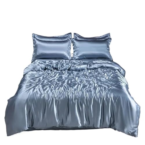 LuoAXINN Satin-Seidenbettwäsche-S et mit Bettbezug, Bettlaken, Kissenbezügen, Fester Einzel-, Doppel- und Paar-Kissenbezug für Bettwäsche(Color S,180x220cm 4 pcs Set)
