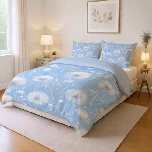 Generisch Mehrfarbig Tröster Abdeckung Weiche Mikrofaser Ästhetik Bettwäsche-Sets Einfach Elegant Weiche Pusteblume Duvet Cover Für Jugendliche Kinder Schlafzimmer B 200 x H 200cm, Blau Weiß