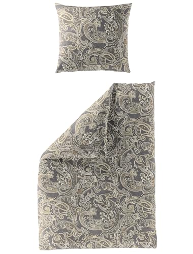 Bierbaum Bettwäsche 4065, Mako-Satin, 100% Baumwolle, Designed in Germany, kitt 81, 135x200 + 80x80 cm, mit Reißverschluss, 1 Bettbezug und 1 Kissenbezug