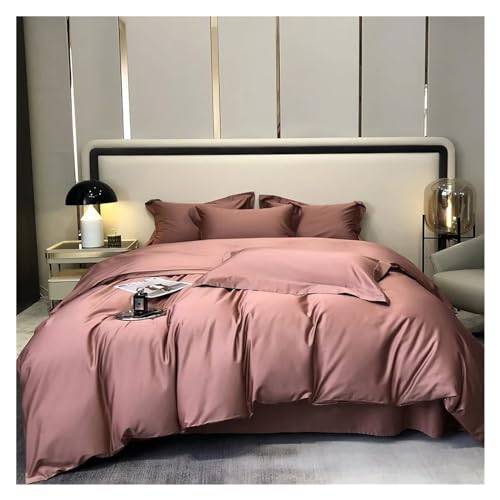 Bett, Bettwäsche-Sets aus ägyptischer Baumwolle, einfarbig, Bettlaken, Kissenbezug, Bettbezug, Queen
