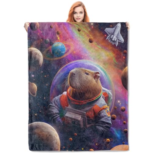 Sofadecke Weltraum-Wasserschwein-As tronaut Decken Kuschelige Throw Blanket Flauschig Decke Flanell Für Bett Sofa Büro 125X150Cm