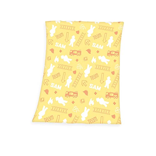 Herding Flanell-Fleecedecke Feuerwehrmann Sam Glow in the dark, Im Dunkeln leuchtendes Motiv, 130 x 160 cm, Polyester, Baby