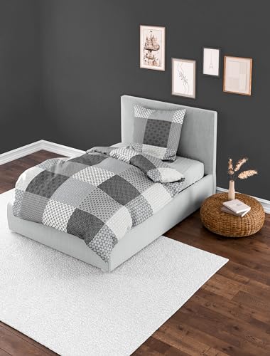 Bierbaum Bettwäsche 6277, Fein-Biber, Designed in Germany, Silber 15, 135 x 200 + 80 x 80 cm