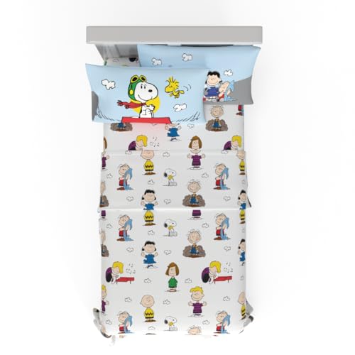 Franco Collectibles Peanuts Snoopy Bedding Bettwäsche-Set, superweich, gemütlich, Mikrofaser, 3-teiliges Bettwäsche-Set für Doppelbetten (offizielles Lizenzprodukt)