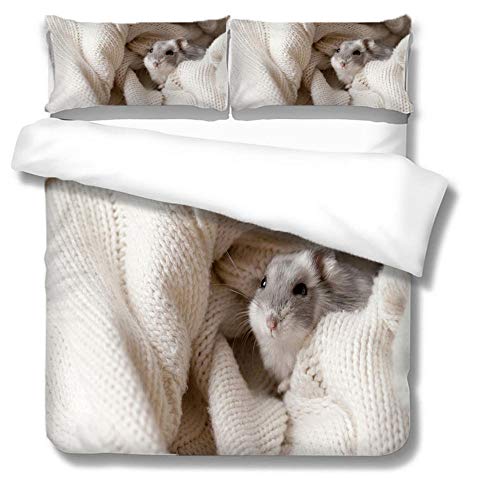 Gzsyb Bettwäsche Bettbezug Set 135x200 cm Mikrofaser - Hamster - 3D Digital Drucken Bettbezüge Set und Kissenbezug Betten Schlafzimmer - 1 Bettbezug + 1 Kissenbezüge