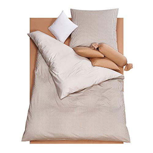 Doris Meyer Interlock-Jersey Wendebettwäsche Raffi beige Kissenbezug einzeln 40x40 cm