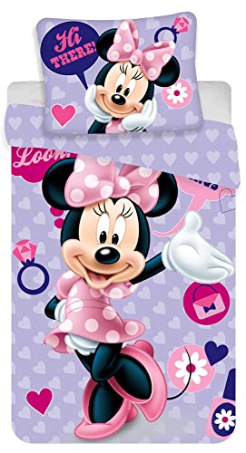 Disney Minnie Maus Baby-Kleinkind-Bettwäsch e Hi There! 100 x 135 + 40 x 60 cm 100% Baumwolle in Renforcé-Linon-Qualität Mickey Mouse Daisy Donald Goofy Sweet Love Wende-Bettwäsche deutsche Größe