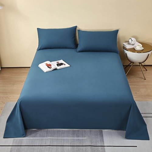 Superweiches dunkelblaues Bettlaken, 200 x 230 cm, Doppelbettgröße, ägyptische Baumwolle, Hotelqualität, luxuriöser Komfort für Zuhause und Hotel