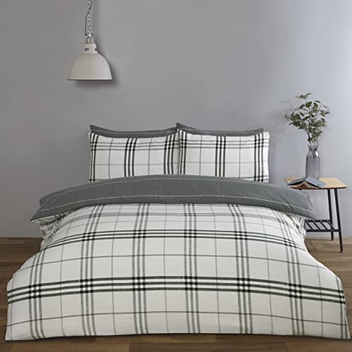 Rapport Home Bettwäsche-Set für Doppelbett, kariert, wendbar, Fadenzahl 180, Grau