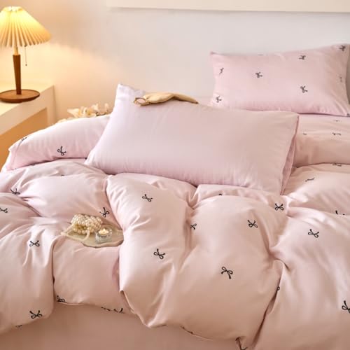 Freyamy Bettwäsche 135x200cm 2teilig Rosa Schwarz Schleife Mädchen Bettwaren-Sets Microfaser Fliege Wende Kinder Deckenbezug 1 Bettbezug mit Reißverschluss und 1 Kissenbezug 80x80cm Freyamy Bettwäsche 135x200cm 2teilig Rosa Schwarz Schleife Mädchen Bettwaren-Sets Microfaser Fliege Wende Kinder Deckenbezug 1 Bettbezug mit Reißverschluss und 1 Kissenbezug 80x80cm