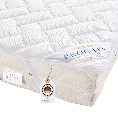 PROCAVE Matratzenauflage Lyocell-Tencel versteppt, Matratzenschoner mit 4-Eckgummis, Matratzen-Spannauflage 100% aus Deutschland, Matratzenschutz in 140x200 cm