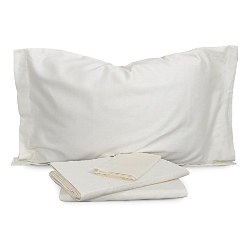 Zucchi Bettwäsche-Set aus Satin, einfarbig, für Doppelbett, R661, Elfenbeinfarben