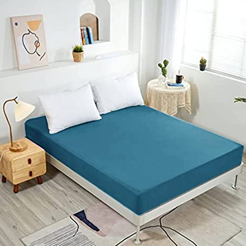 NHNHN Spannbettlaken, tiefe Taschen, weiche Mikrofaser, pflegeleicht, einlauf- und lichtbeständig, Bettwäsche Spannbettlaken, Queen-Size-Nur 1 Spannbetttuch (Queen-Size, Türkis)