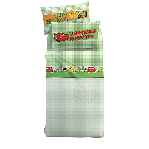 Caleffi 1002365 Baumwolle Disney Cars Piston Cup Bettwäsche-Set für französisches Bett, mehrfarbig