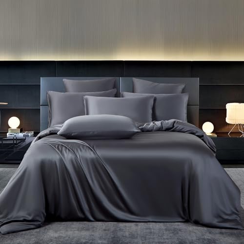 YASMENG Bambus Bettwäsche 200x200 Grau Uni Einfarbig Bettwäsche 50% Bambus Lyocell Bettwäsche Weich Atmungsaktiv Luxus Seidig Seide Bettwäsche 3 Teilig mit Reißverschluss und 2 Kissenbezüge 80x80 cm YASMENG Bambus Bettwäsche 200x200 Grau Uni Einfarbig Bettwäsche 50% Bambus Lyocell Bettwäsche Weich Atmungsaktiv Luxus Seidig Seide Bettwäsche 3 Teilig mit Reißverschluss und 2 Kissenbezüge 80x80 cm
