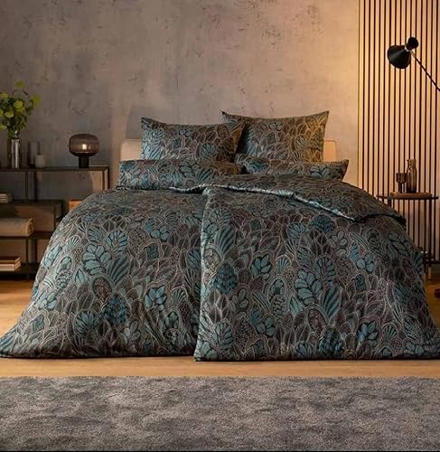 ESTELLA Samt & Seide Flanell Bettwäsche Balduin grün 1 x 80x80 + 1 x 135x200 cm