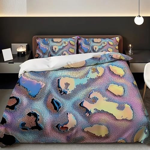 YZQGLHP Bettbezüge 220x240 Funkelnd, Bettwaesche Leopard, Bettbezug Mikrofaser 3teilig, Bettwäsche Weich Atmungsaktiv und 2 Kissenbezüge 80x80 cm, mit Reißverschluss