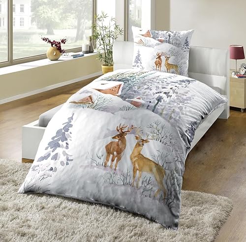 MESANA Bettwäsche Feinbiber 80x80 + 135x200 cm