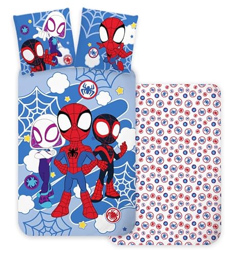 Brandmac Bettwäsche Spidey, 100 % Baumwolle, Bettbezug Spiderman, 140 x 200 cm + Kissenbezug 65 x 65 cm (2-teilig, Baumwolle)