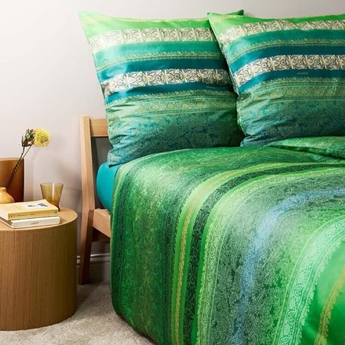 Bassetti MONREALE Kissenhülle zu Bettwäsche aus 100% Baumwollsatin in der Farbe Grün V1, Maße: 65x65cm - 9328046