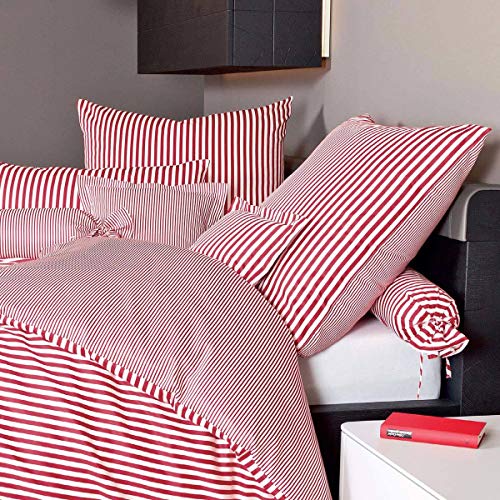 Janine Design Streifen-Bettwäsche modern Classic dunkelrot Kissenbezug einzeln 80x80 cm