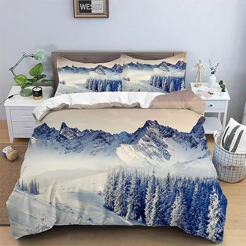MDKLXIDF Bettwäsche 200x200 Schneeberg Atmungsaktive Mikrofaser Bettbezug mit Reißverschluss Für Einzelbett, Weiche Bettwäsche-Sets - 1 Bettbezüge mit 1 Kissenbezug 80x80 cm